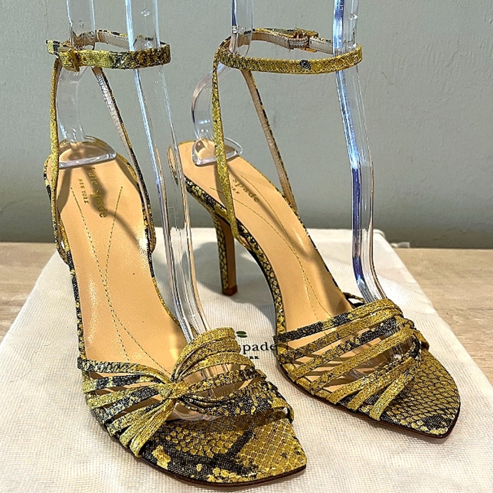 kate spade Santa Fe Snakeskin Print Fabric Heels Made in Italy Sz 9M  Ne…